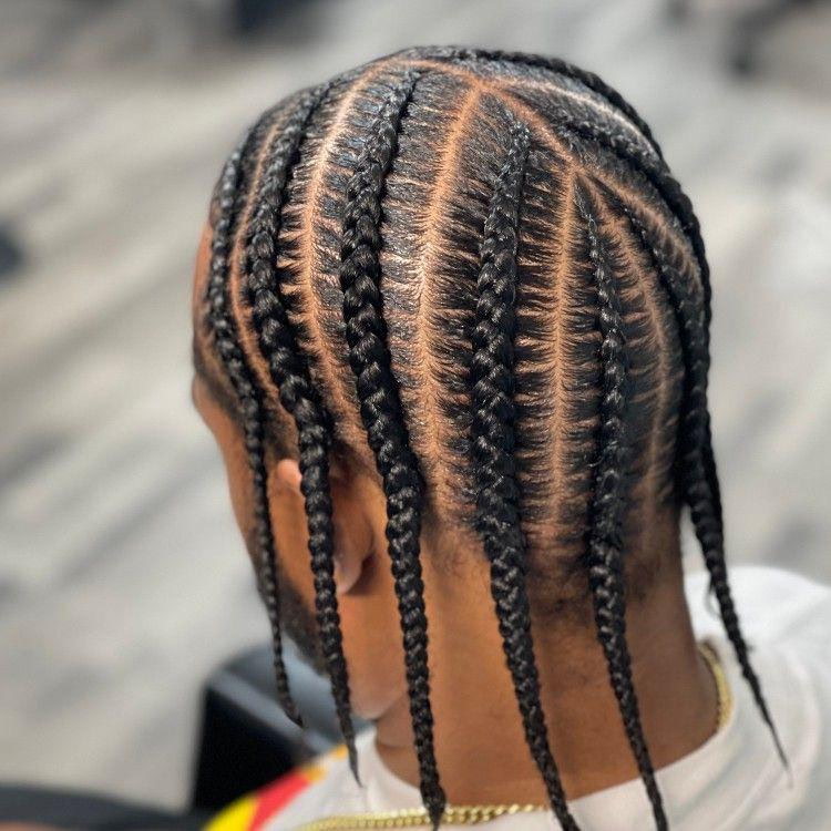 Men's straight-back cornrows