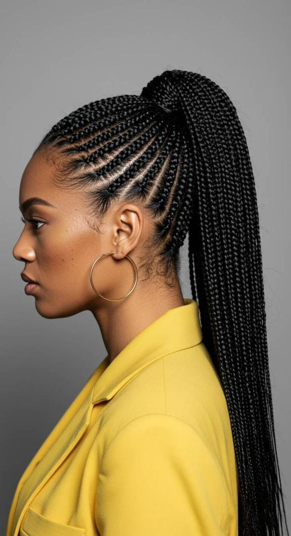 Cornrow ponytail updo