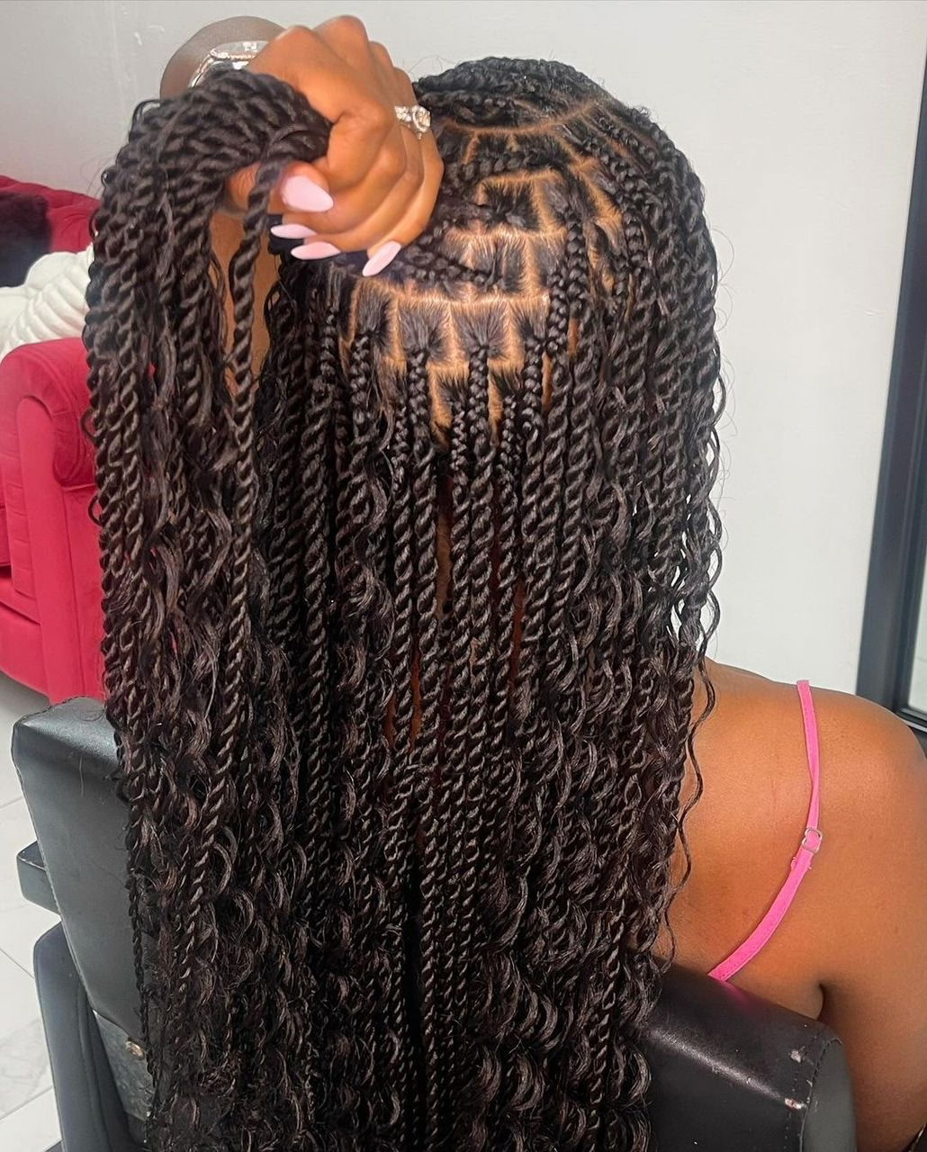 Bohemian knotless with curly ends